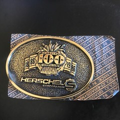 Vintage 1986 Belt Buckle Herschel Corporation 100 Year Agriculture Farming BRASS
