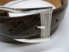 Sterling silver buckle w/ 30mm Genuine Ostrich belt size 26 to 46 made in U.S.A.