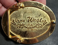 Von West Inlaid Shell Casing Ends Gun Firearm Belt Buckle 1980s Gift