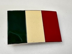Italian Flag Italy Pride – Enameled Green White Red Patriotic Belt Buckle