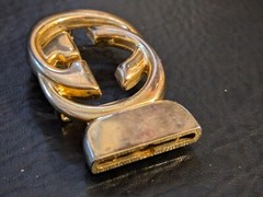 Gucci Interlocking Belt Buckle Gold Parfums Mod Brev Monogram 2.5 x 1.5 in