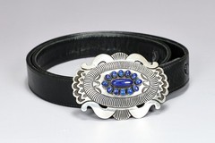 Rick Martinez Navajo Sterling Silver Blue Lapis Lazuli Belt Buckle