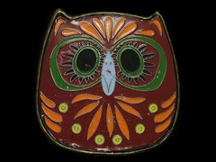 TF07123 REALLY GREAT **BIG EYED CARTOON OWL** HIPPIE FASHION ART BELT BUCKLE