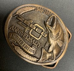 Zebco 40th Anniversary 1949-1989 Limited Edition Fish metal belt buckle