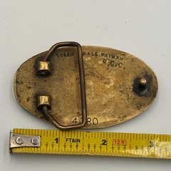 Vintage Caterpillar Belt Buckle Solid Brass Oval Logo 4080 Taiwan ROC Gold Tone