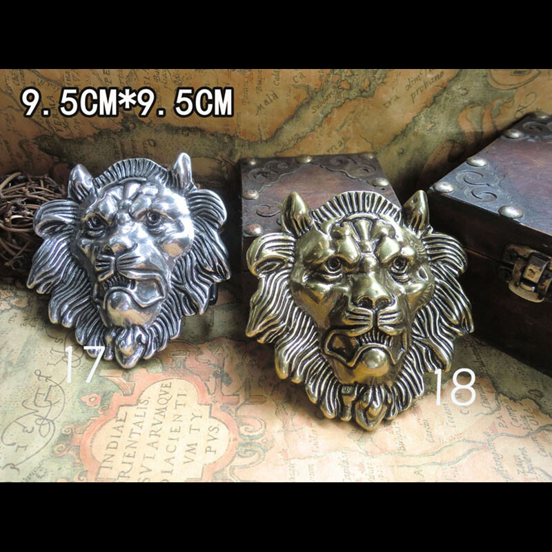 Quality Desig Solid Brass 925 Silver/Gold lion head Belt Buckle cowboy 40mm 1.5&Prime;