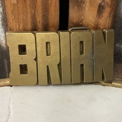 Vintage 70&rsquo;s ~ BRIAN ~ Antique Brass ~ USA Handcrafted ROYP Belt Buckle ~