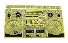 Retro Boom Box Belt Buckle Blaster Radio Dj Ghetto Music Old school Silver Metal