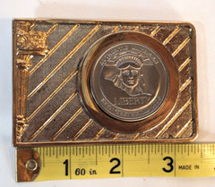 Vtg Belt Buckle Liberty Centennial Coin 1986 Statue of Liberty Leslie Mfg Metal