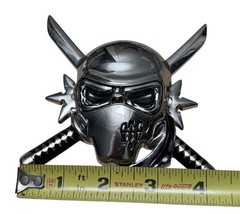 Skull Belt Buckle Skeleton Metal Gothic Tattoo Halloween Costume Crossed Swords