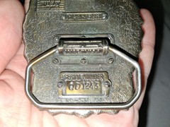 Vintage Bald Eagle Belt Buckle Blue Enamel Silver‑Tone Trim 1983 USA QD1243