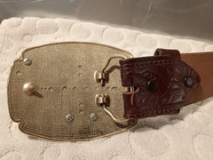 Veterans Of Foreign Wars VFW Belt Buckle 1990s Leather Belt STEERHIDE 40 TOOLED