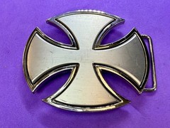 Maltese Iron Cross Religious Gothic Punk Vibe Cutout Silver Color Belt Buckle