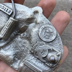 Free & Easy « Slippery When Wet » Tanside Belt Buckle 1992 Dragon Collection B28