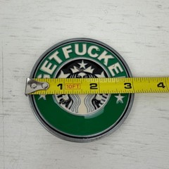 Get F Parody Coffee Siren Belt Buckle Novelty Green Enamel Round Metal