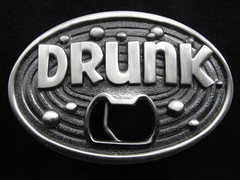 RF03171 *NOS* REALLY NICE **DRUNK** BOTTLE OPENER FUNNY NOVELTY BELT BUCKLE