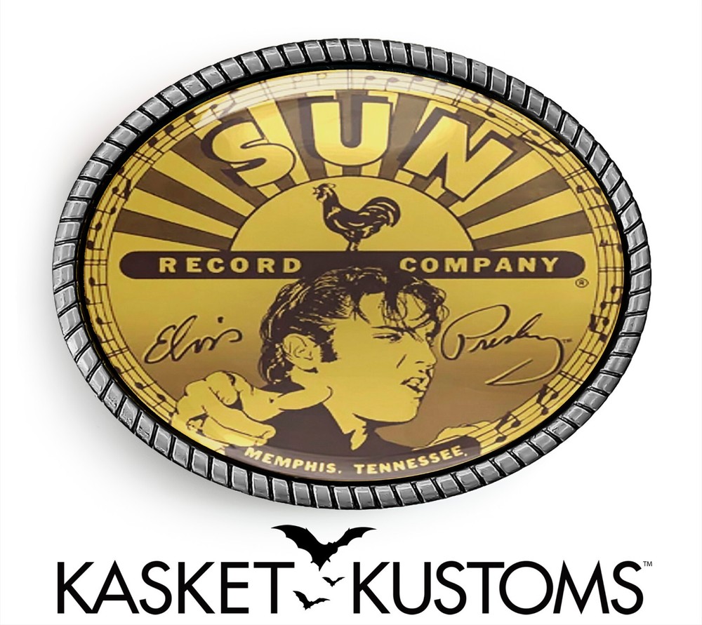Elvis Presley Retro Belt Buckle – Record Label Art Handmade Buckle – 341