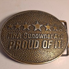 Vintage Norman Foundry NRA Belt Buckle Gunowner And Proud Of It made in USA