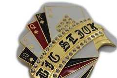 Men Women Gold Metal Casino Cards Belt Buckle Luck Royal Flush Vegas Statement