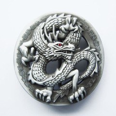 Men Belt Buckle Red Rhinestone Eye Classic Dragon Belt Buckle