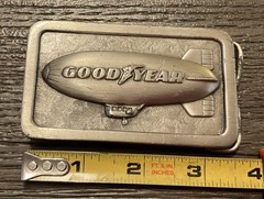 VINTAGE, 1974 THE GOODYEAR TIRE & RUBBER CO. Blimp G-96, PEWTER BELT BUCKLE