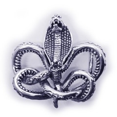 Cobra King Crawling Snake Sterling Silver Belt Buckle