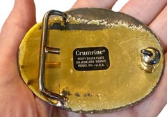 Vtg Crumrine Silver Plate Jewelers Bronze “E” Floral Western Belt Buckle SEE