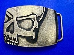 Creepy Skull Engraved Halloween Cosplay Gothic Punk Silver Color Belt Buckle