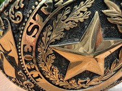 Vintage Belt Buckle Lot Western Texas Star Eagle Solid Brass Nickel Cowboy ADM