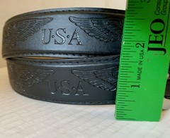 USA Eagle Black Leather Belt Mens XL 42-44 Stamped U.S.A. w Eagles Matte Buckle