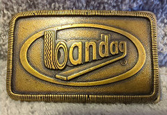 Brass Bandag Tire Co Belt Buckle 3&Prime; Wide NOS USA Advertising Vintage