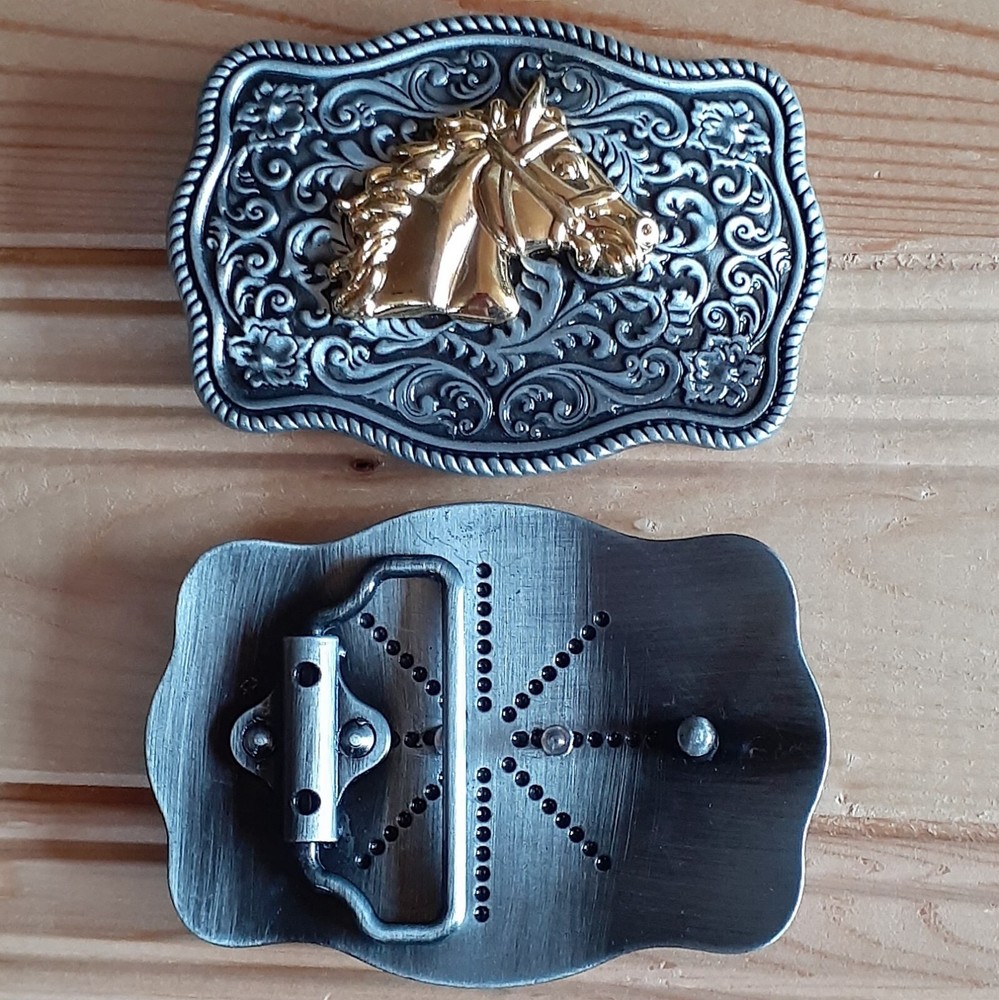 Horse Western Gold & Metal Belt Buckle (Choice Designs)