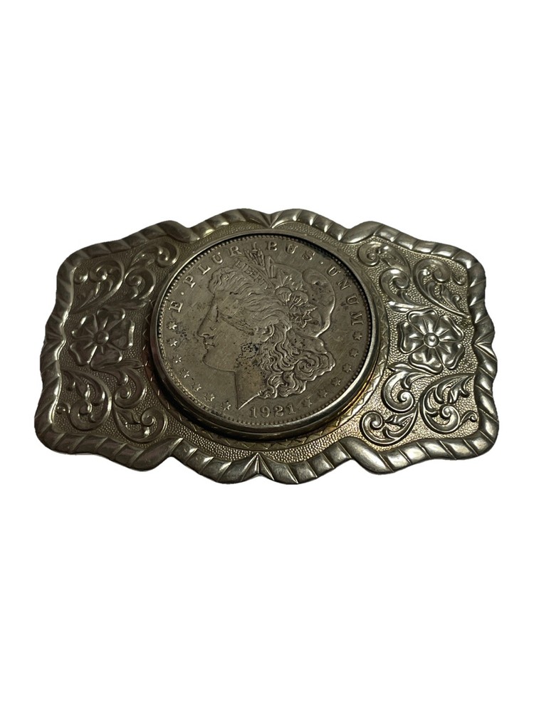 Antique 1921 Silver Morgan Dollar Coin Buckle