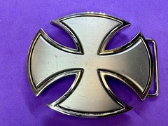 Maltese Iron Cross Religious Gothic Punk Vibe Cutout Silver Color Belt Buckle