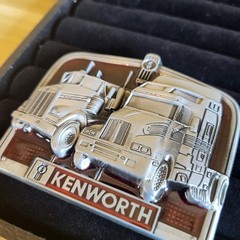 Kenworth Belt Buckle Metal & Red Enamel Finish Trucker Transportation Diesel