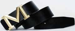 Men&rsquo;s Big Gold M Buckle 38-mm Imported Italian 105cm/41.3inch(34-36), Black 1