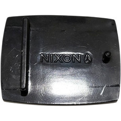 NIXON Mens Metal Faux Dark Wood Grain Black Logo Belt Buckle size Medium RARE!!