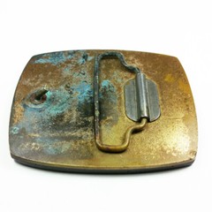 Vtg Abstract Mosaic Pattern Wood Belt Buckle