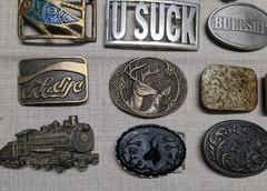 vintage LOT OF 19 belt buckles WESTERN brass cowboy 1970s-1980&rsquo;s