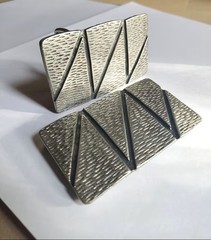 Zig Zag Belt Buckle Rectangular Modern Industrial Masculine Metal