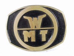 1970s-80s WMT World Mining Technology Belt Buckle By Dyna Buckle USA