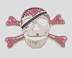 Skull Belt Buckles Crossbones Bandana Halloween Pirate Costume Bling Hot Pink