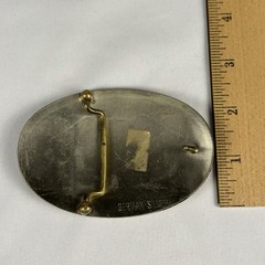 Vintage Style Initial O Belt Buckle Gold Tone Brown Enamel Monogram
