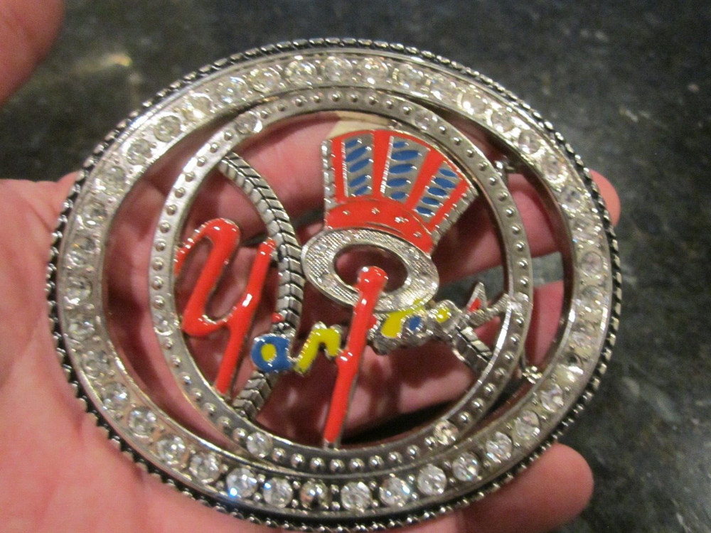 YANKEES THEME BELT BUCKLE COVERED IN CRYSTALS HEAVY GW-17