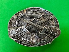 Crossed Sword&rsquo;s Weapon Gothic Punk Vibe Silver Color Silver Dagger Belt Buckle