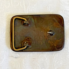 Vintage Tractor Belt Buckle Bronze Tone Steam Tractor Farm Machinery Western