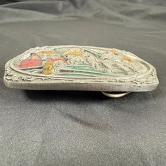 Vintage 90s C&J Firefighters At Work Belt Buckle Colored Enameled 3.5&Prime; Made USA