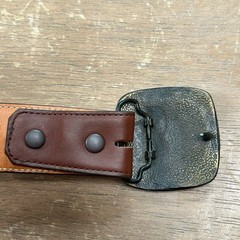 James Reid Leather Belt Size 37 Turquoise & Bronze Native American Belt Buckle