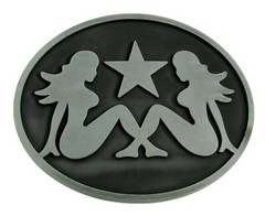 Mud Flap Girl Trucker Biker Pin UP Belt Buckle Silver Chrome Metal Men Women New