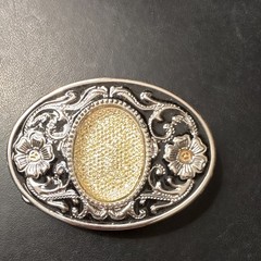 Men&rsquo;s Western Oval Metal Belt Buckle Floral Scroll Silver/Gold Tone Fits 1.5&Prime;